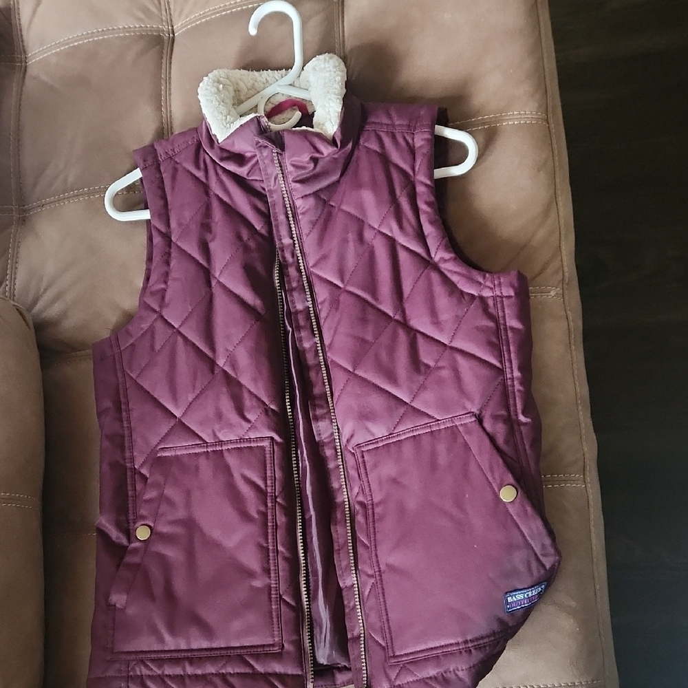 Burgundy Quilted Vest with Fleece Lining